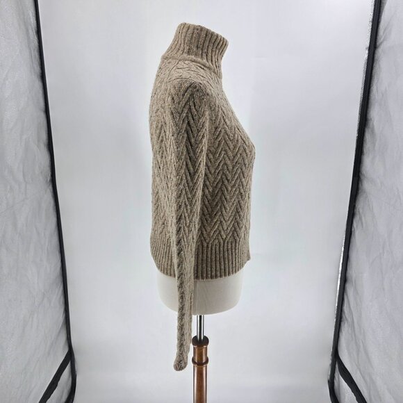 Tory Burch Wool Chevron Turtleneck Sweater XS Beige - Picture 8 of 11
